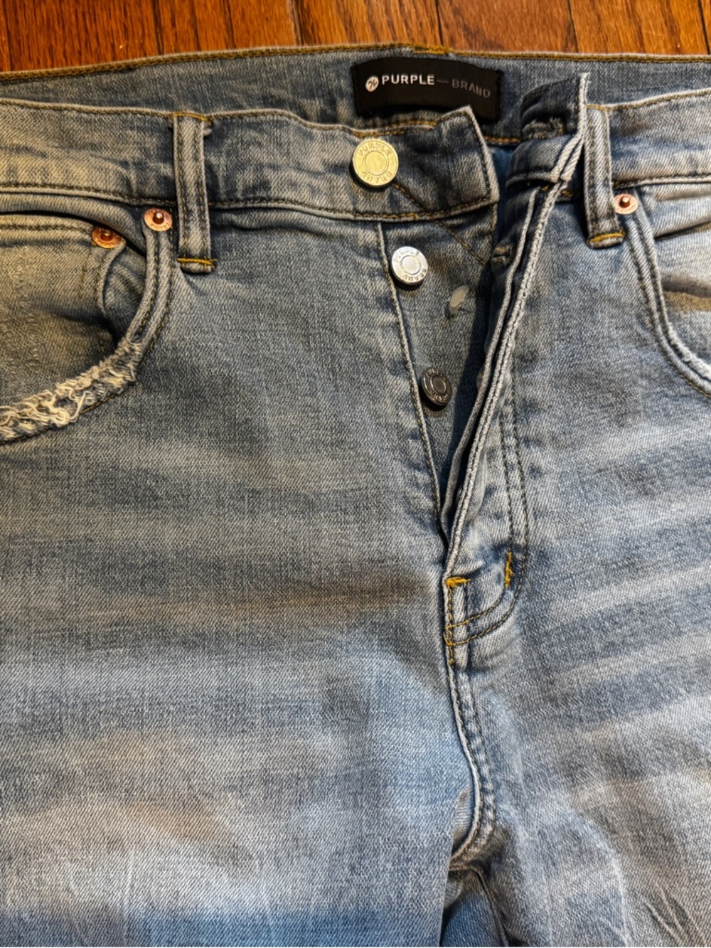 Slim Fit Distressed Men’s Jeans - Light Blue - Picture 6 of 10